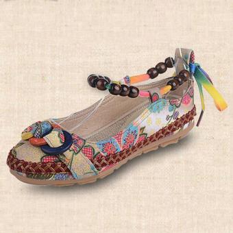 LALANG Women Beading Round Toe Embroidered Shoes Lace Up Increased Flats Shoes June 2018 - 4 LALANG Women Beading Round Toe Embroidered Shoes Lace Up Increased Flats Shoes - 4