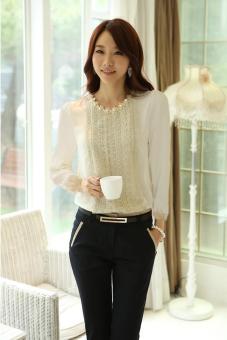 LALANG Women Casual Loose Chiffon Blouse Long Sleeve Apricot June 2018 - 3 LALANG Women Casual Loose Chiffon Blouse Long Sleeve Apricot - 3