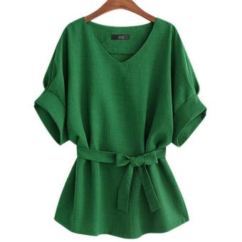 LALANG Women Vintage Bat Sleeve Blouses Loose Shirt Tops (Green) -intl July 2018 - 4 LALANG Women Vintage Bat Sleeve Blouses Loose Shirt Tops (Green) -intl - 4