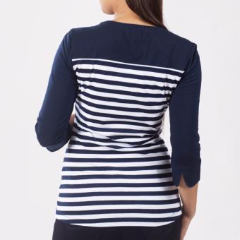 Lee Women 3/4 Sleeves Basic Fit Tee (Airforce Blue/White) June 2018 - 3 Lee Women 3/4 Sleeves Basic Fit Tee (Airforce Blue/White) - 3