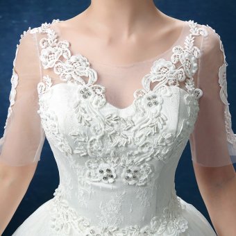 Leondo Floor Length Wedding Dress V Neck Half Sleeves (ivory) Soft Net Skirt Bridal Gowns July 2018 - 5 Leondo floor length wedding dress v neck half sleeves (ivory) soft net skirt bridal gowns - 5