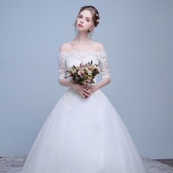 Leondo Off The Shoulder Bridal Dress Half Sleeves Lace Long Train Wedding Gowns (ivory) - Intl May 2018 - 2 Leondo off the shoulder bridal dress half sleeves lace long train wedding gowns (ivory) - intl - 2