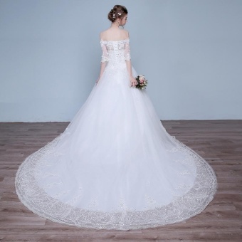 Leondo Off The Shoulder Bridal Dress Half Sleeves Lace Long Train Wedding Gowns (ivory) - Intl May 2018 - 5 Leondo off the shoulder bridal dress half sleeves lace long train wedding gowns (ivory) - intl - 5