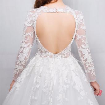 Leondo Plus Size Wedding Dress O-Neck Appliques Sequins Long Sleeve Pregnant Wedding Gown For Bridal Dress Church Train - Intl June 2018 - 5 Leondo Plus Size Wedding Dress O-Neck Appliques Sequins Long Sleeve Pregnant Wedding Gown for Bridal Dress Church Train - intl - 5