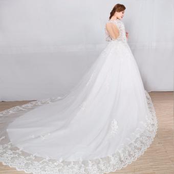 Leondo Plus Size Wedding Dress O-Neck Appliques Sequins Long Sleeve Pregnant Wedding Gown For Bridal Dress Church Train - Intl June 2018 - 3 Leondo Plus Size Wedding Dress O-Neck Appliques Sequins Long Sleeve Pregnant Wedding Gown for Bridal Dress Church Train - intl - 3