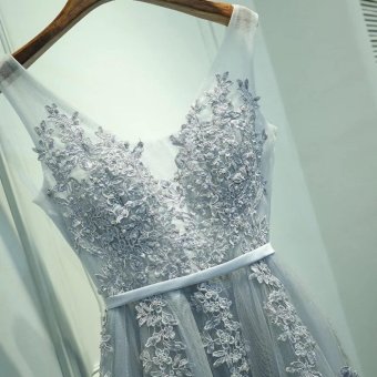 Long Term Bride Bridesmaid Dress Banquet Gown Bride Toast Silver Gray - Intl June 2018 - 3 Long term Bride Bridesmaid Dress banquet gown bride toast silver gray - intl - 3