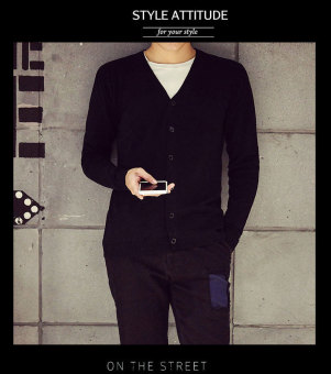 Man Cardigan Good Qualit Knitwear Solid Color Autumn Spring Winter Knit Single Breasted Buttons Slim Long Sleeve Fashion Men Sweater(Black) June 2018 - 5 Man Cardigan Good Qualit Knitwear Solid Color Autumn Spring Winter Knit Single Breasted Buttons Slim Long Sleeve Fashion Men Sweater(Black) - 5