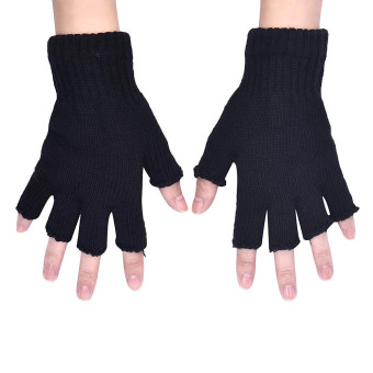 Men Black Knitted Stretch Elastic Warm Half Finger Fingerless Gloves May 2018 - 2 Men Black Knitted Stretch Elastic Warm Half Finger Fingerless Gloves - 2