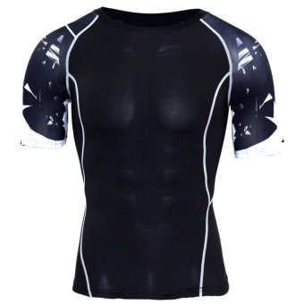 Men Compression Sets Pants And Short Sleeve T Shirts 3D Print LycraJoggers Tights Tops Leggings Fitness Brand Clothing MMA(Letterwhite Set) - Intl June 2018 - 3 Men Compression Sets Pants and Short Sleeve T Shirts 3D Print LycraJoggers Tights Tops Leggings Fitness Brand Clothing MMA(Letterwhite set) - intl - 3