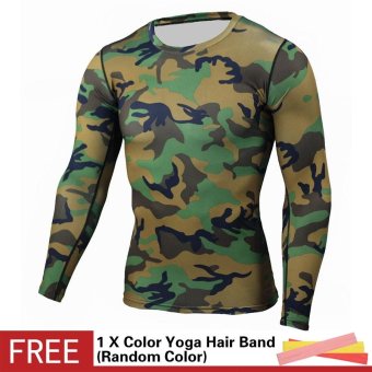 Men Compression Sports Suit Camouflage Print Elastic Tights Skins Base Layers T Shirt+Quick Dry Gym Training Fitness Running Pants Set - Intl June 2018 - 2 Men Compression Sports Suit Camouflage Print Elastic Tights Skins Base Layers T Shirt+Quick Dry Gym Training Fitness Running Pants Set - intl - 2