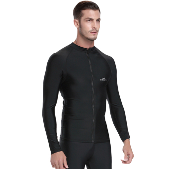 Men Diving Snorkeling Wetsuit Swim Shirts Tops Long Sleeve Rash Guard Surf Shirt Swimwear - Black June 2018 - 3 Men Diving Snorkeling Wetsuit Swim Shirts Tops Long Sleeve Rash Guard Surf Shirt Swimwear - Black - 3