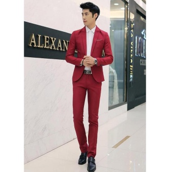 Men Formal Wedding Bridegroom Suit One Button Slim Fit JacketTuxedos Coat Pants - Intl April 2018 - 3 Men Formal Wedding Bridegroom Suit One Button Slim Fit JacketTuxedos Coat Pants - intl - 3