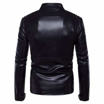 Men Leisure Top Quality PU Leather Motorcycle Jackets Black - Intl June 2018 - 3 Men Leisure Top Quality PU Leather Motorcycle Jackets Black - intl - 3