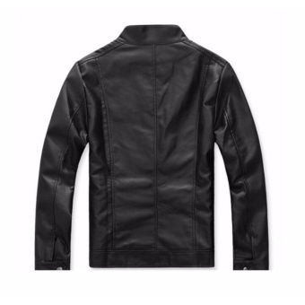 Men Stand Collar Slim Leather Jacket - Intl June 2018 - 2 Men Stand Collar Slim Leather Jacket - intl - 2