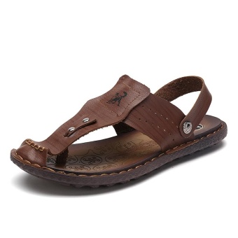 Men Summer Beach Shoes Sandals Fashion Designers Men Sandals Brand Leather Slippers For Men Sandals ( Dark Brown) - Intl June 2018 - 2 Men Summer Beach Shoes Sandals Fashion Designers Men Sandals Brand Leather Slippers for Men Sandals ( Dark Brown) - intl - 2