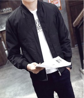 Men's Bomber Jacket Slim Coat Zipper Outwear Black - Intl June 2018 - 4 Men's Bomber Jacket Slim Coat Zipper Outwear Black - intl - 4