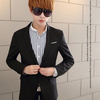 Men's Casual One Button Slim Fit Suit Coat Jacket (Black) - Intl June 2018 - 3 Men's Casual One Button Slim Fit Suit Coat Jacket (Black) - intl - 3