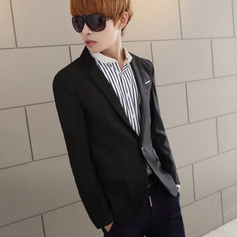 Men's Casual One Button Slim Fit Suit Coat Jacket (Black) - Intl June 2018 - 4 Men's Casual One Button Slim Fit Suit Coat Jacket (Black) - intl - 4