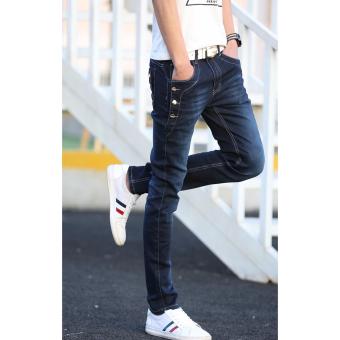 Men's Buttons Design Denim Jeans (Dark) April 2018 - 4 Men's Buttons Design Denim Jeans (Dark) - 4