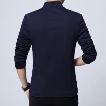 Men's Korean Style Slim Fit Mandarin Collar Suit Jacket Male BrandCasual Cotton Suit Blazer Coat Outwear-Blue - Intl July 2018 - 4 Men's Korean style Slim Fit Mandarin Collar Suit Jacket Male BrandCasual Cotton Suit Blazer Coat Outwear-Blue - intl - 4