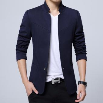 Men's Korean Style Slim Fit Mandarin Collar Suit Jacket Male BrandCasual Cotton Suit Blazer Coat Outwear-Blue - Intl July 2018 - 2 Men's Korean style Slim Fit Mandarin Collar Suit Jacket Male BrandCasual Cotton Suit Blazer Coat Outwear-Blue - intl - 2