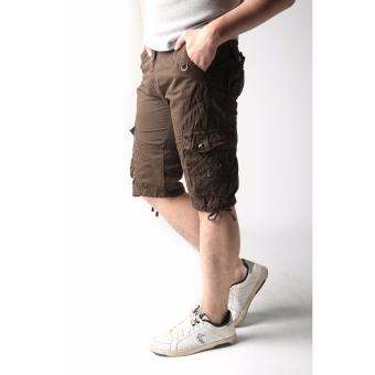 Men's New Army Six Pocket Cargo Shorts With Rope Design(Brown) June 2018 - 3 Men's New Army Six Pocket Cargo Shorts with Rope Design(Brown) - 3