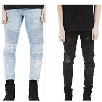 Mens Ripped Rider Biker Jeans Motorcycle Slim Fit Washed Moto Denim Pants -BLACK June 2018 - 2 Mens Ripped Rider Biker Jeans Motorcycle Slim Fit Washed Moto Denim Pants -BLACK - 2