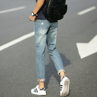 Men's Vintage Ripped Jeans Slim Ankle Length Pants Retro Hole DenimJeans - Intl June 2018 - 4 Men's Vintage Ripped Jeans Slim Ankle Length Pants Retro Hole DenimJeans - intl - 4