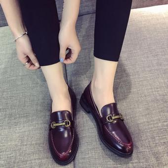MM Metal Buckle Small Leather Shoes Red - Intl June 2018 - 3 MM Metal buckle small leather shoes Red - intl - 3
