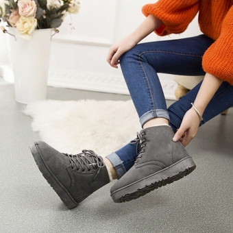 New Fashion Women Round Toe Ankle Boots Shoes Flat With Lace UpBoots(Khaki) - Intl June 2018 - 3 New Fashion Women Round Toe Ankle Boots Shoes Flat With Lace UpBoots(Khaki) - intl - 3