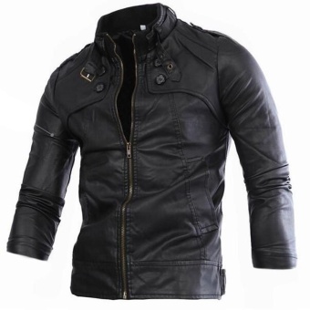 New Men's European And American Style Short Leather Jacket(black) - Intl June 2018 - 2 New Men's European And American Style Short Leather Jacket(black) - intl - 2