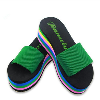 New Women's Casual Flip Flops Beach Sandals Rainbow High Platform Wedge Slippers April 2018 - 3 New Women's Casual Flip Flops Beach Sandals Rainbow High Platform Wedge Slippers - 3