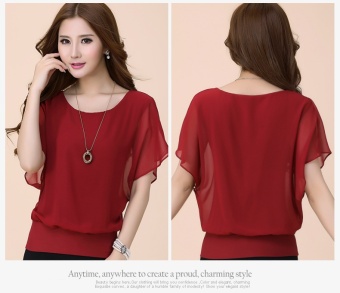 New Womens Tops Fashion 2017 Summer Chiffon Blouse Plus Size Ruffle Batwing Short Sleeve Casual Shirt Black White Red Blue - Intl June 2018 - 3 New Womens Tops Fashion 2017 Summer Chiffon Blouse Plus Size Ruffle Batwing Short Sleeve Casual Shirt Black White Red Blue - intl - 3