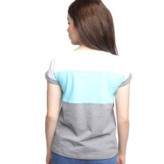 Newyork Army Multicolor Gray, Aqua & White Mega Sleeves RoundNeck T-Shirt For Ladies June 2018 - 3 Newyork Army Multicolor Gray, Aqua & White Mega Sleeves RoundNeck T-Shirt For Ladies - 3