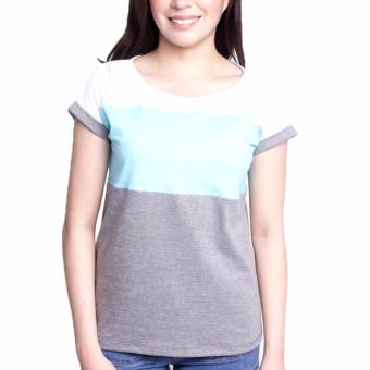 Newyork Army Multicolor Gray, Aqua & White Mega Sleeves RoundNeck T-Shirt For Ladies June 2018 - 4 Newyork Army Multicolor Gray, Aqua & White Mega Sleeves RoundNeck T-Shirt For Ladies - 4