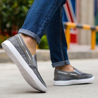 Ocean New Men Fashion Slip On Casual Canvas Sneakers BreatheShoes(Grey) - Intl June 2018 - 3 Ocean New Men Fashion Slip On Casual Canvas Sneakers BreatheShoes(Grey) - intl - 3