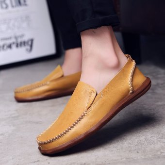 PINSV Genuine Leather Men's Flat Shoes Casual Loafers - Yellow,Brown - Intl June 2018 - 5 PINSV Genuine Leather Men's Flat Shoes Casual Loafers - Yellow,Brown - intl - 5