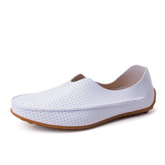 PINSV Leather Men's Flats Shoes Breathable Casual Loafers Slip-On (White) April 2018 - 3 PINSV Leather Men's Flats Shoes Breathable Casual Loafers Slip-On (White) - 3