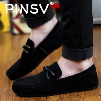 PINSV Men's Slip-Ons Loafers Fashion Cow Suede Leather Shoes Black - Intl June 2018 - 4 PINSV Men's Slip-Ons Loafers Fashion Cow Suede Leather Shoes Black - intl - 4