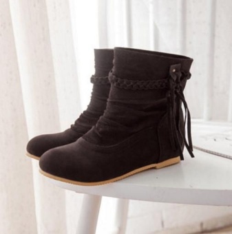 Qizhef Ladies Fashion Tassels Comfort Boots(Dark Brown) - Intl June 2018 - 3 Qizhef ladies fashion tassels comfort boots(Dark Brown) - intl - 3