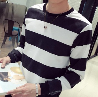 Qizhef Men Thin Small Shirt T-shirt Bottoming Hoodies Striped Long Sleeved T-shirt Black - Intl June 2018 - 3 Qizhef Men thin small shirt T-shirt bottoming hoodies striped long sleeved T-shirt black - intl - 3