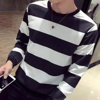 Qizhef Men Thin Small Shirt T-shirt Bottoming Hoodies Striped Long Sleeved T-shirt Black - Intl June 2018 - 2 Qizhef Men thin small shirt T-shirt bottoming hoodies striped long sleeved T-shirt black - intl - 2