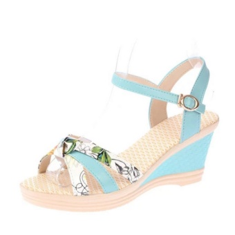 Qizhef Ms. Fashion Color Matching High Heels Wedge Sandals (Blue) -intl April 2018 - 2 Qizhef Ms. Fashion Color Matching High Heels Wedge Sandals (Blue) -intl - 2