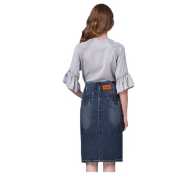 Ready Stock Women High Waist Embroidery Split A Line Knee Length Denim Skirts Plus Size S-4xL - Intl June 2018 - 5 Ready Stock Women High Waist Embroidery Split A Line Knee Length Denim Skirts Plus Size S-4xL - intl - 5