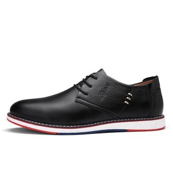 Seanut Fashion Men's Casual Shoes Lace Up Split Leather Shoes(Black) - Intl April 2018 - 3 Seanut Fashion Men's Casual Shoes Lace Up Split Leather Shoes(Black) - intl - 3