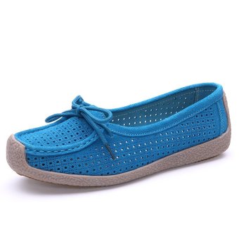 Seanut Fashion Women Casual Breathable Slip-On Leather Loafers (Blue) - Intl June 2018 - 3 Seanut Fashion Women Casual Breathable Slip-On Leather Loafers (Blue) - intl - 3
