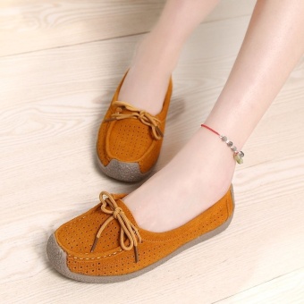 Seanut Fashion Women Casual Breathable Slip-On Leather Loafers (Orange) - Intl June 2018 - 5 Seanut Fashion Women Casual Breathable Slip-On Leather Loafers (Orange) - intl - 5