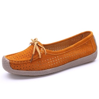 Seanut Fashion Women Casual Breathable Slip-On Leather Loafers (Orange) - Intl June 2018 - 3 Seanut Fashion Women Casual Breathable Slip-On Leather Loafers (Orange) - intl - 3