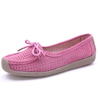 Seanut Fashion Women Casual Breathable Slip-On Leather Loafers (Pink) - Intl April 2018 - 3 Seanut Fashion Women Casual Breathable Slip-On Leather Loafers (Pink) - intl - 3