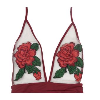 Sexy Rose Embroidery See Through Halter Backless Swimsuit June 2018 - 3 Sexy Rose Embroidery See Through Halter Backless Swimsuit - 3